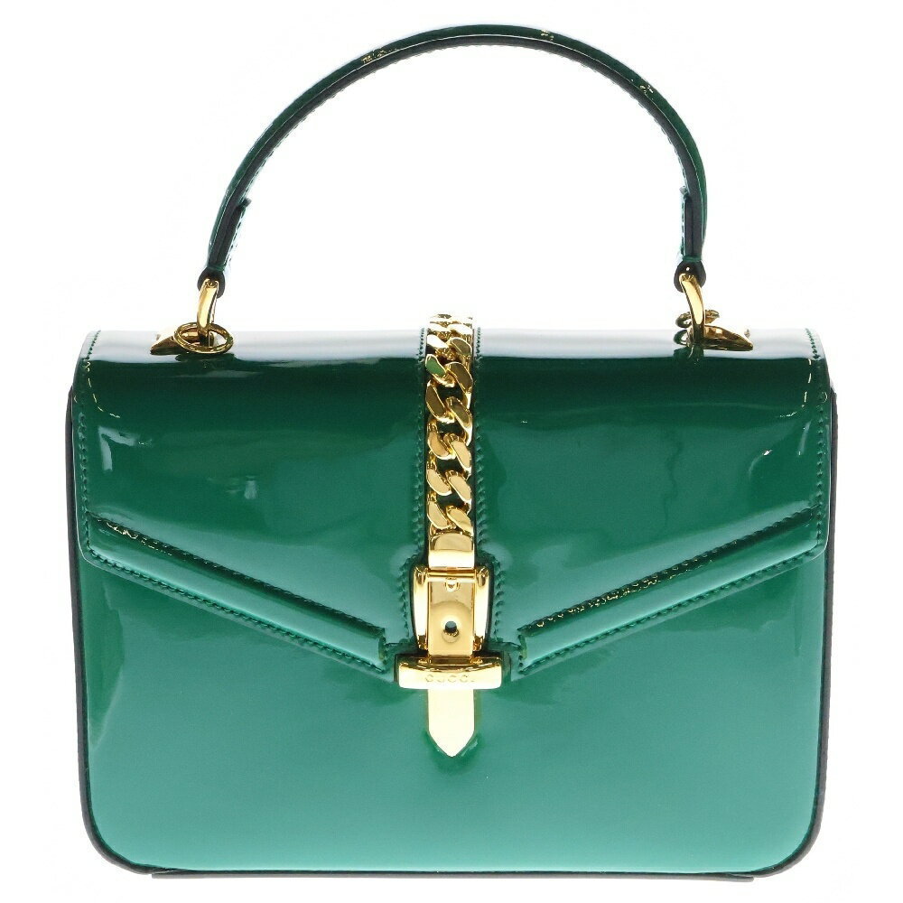 Gucci Sylvie Patent Shoulder Bag Green